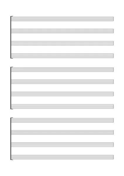 Hoja Partituras Blanco Para Notación Una Voz Instrumentos Solitario Partituras — Vector de stock