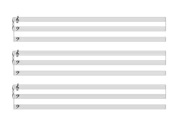 Leere Notenblätter Für Die Notation Einer Stimme Oder Von Soloinstrumenten — Stockvektor