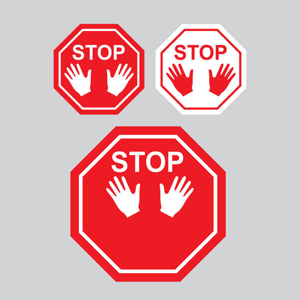 High quality Stop Sign symbol icon. Warning danger symbol prohibiting sign on  background vector illustration