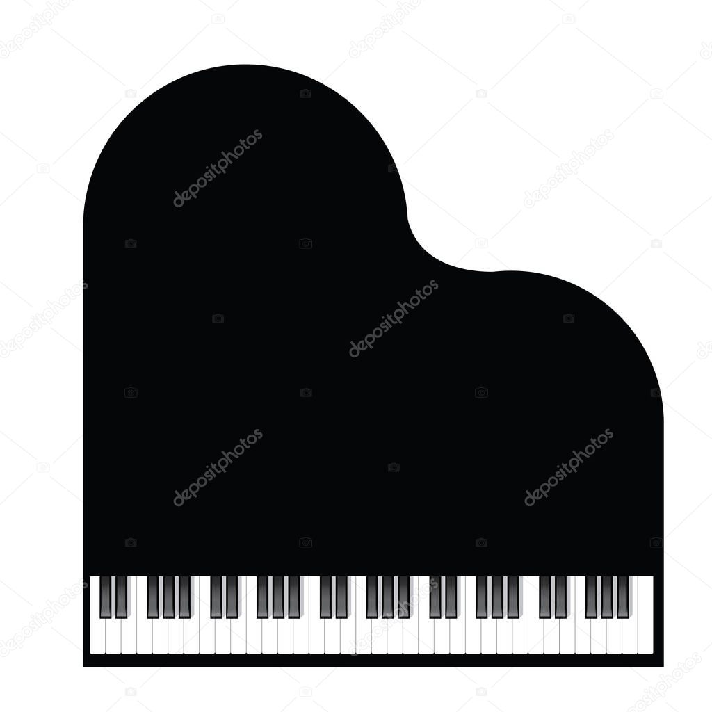 Piano icon and keys of piano concept modern music print and web design  piano poster on white vector illustration