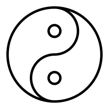 Yin yang sembolü uyum ve denge. Düz stil ikonu. Siyah arka plan vektör çizim üzerinde