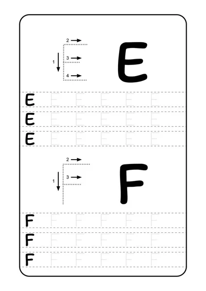 Abc Alphabet Buchstaben Die Arbeitsblatt Mit Alphabet Buchstaben Nachzeichnen Grundlegende — Stockvektor