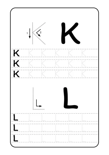 Abc 字母跟踪工作表与字母字母 幼儿园儿童 纸准备打印向量插图的基本写作实践 — 图库矢量图片