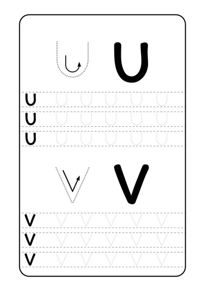 アルファベットの Abc アルファベット文字トレース ワークシート 幼稚園子供 紙ベクトル図を印刷する準備ができての基本的なライティング — ストックベクタ