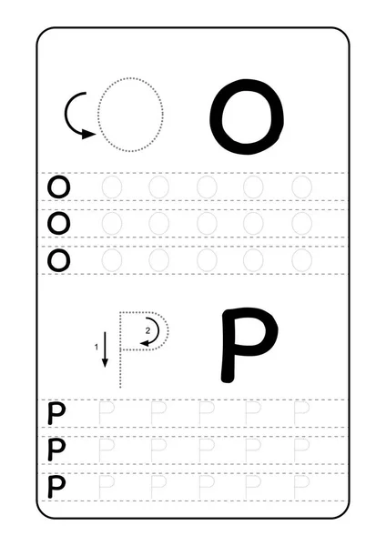 アルファベットの Abc アルファベット文字トレース ワークシート 幼稚園子供 紙ベクトル図を印刷する準備ができての基本的なライティング — ストックベクタ