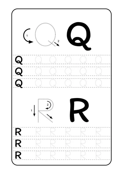 Abc 字母跟踪工作表与字母字母 幼儿园儿童 纸准备打印向量插图的基本写作实践 — 图库矢量图片