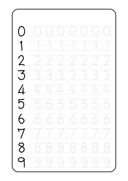 番号生成活動シート基本幼稚園子供 紙ベクトル図を印刷する準備ができての練習 — ストックベクタ