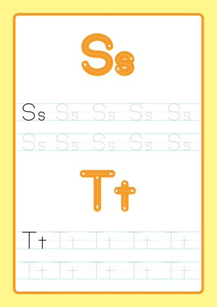 Abc Alphabet Letters Tracing Worksheet Alphabet Letters Basic Writing Practice — Stock Vector