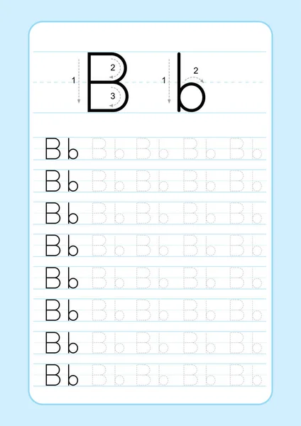 Abc Hoja Trabajo Trazado Letras Del Alfabeto Con Letras Del — Vector de stock