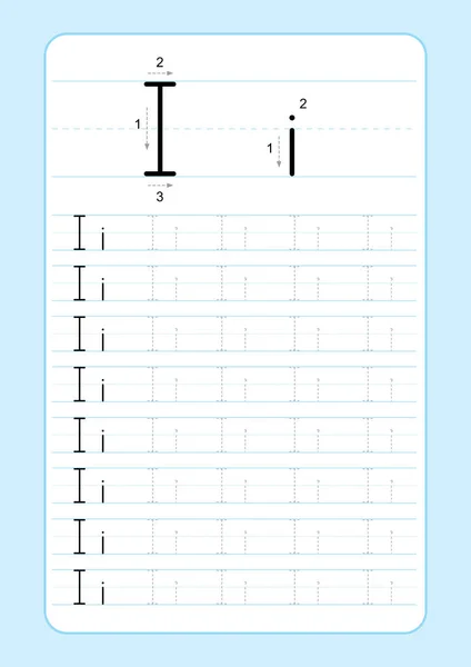 アルファベットの Abc アルファベット文字トレース ワークシート 幼稚園子供 紙ベクトル図を印刷する準備ができての基本的なライティング — ストックベクタ