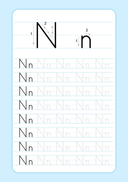 Letras Alfabeto Abc Rastreando Planilha Com Letras Alfabeto Prática Básica — Vetor de Stock