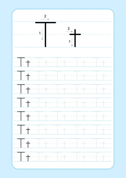 アルファベットの Abc アルファベット文字トレース ワークシート 幼稚園子供 紙ベクトル図を印刷する準備ができての基本的なライティング — ストックベクタ