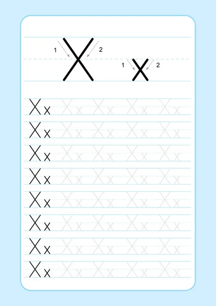 Letras Alfabeto Abc Rastreando Planilha Com Letras Alfabeto Prática Básica — Vetor de Stock