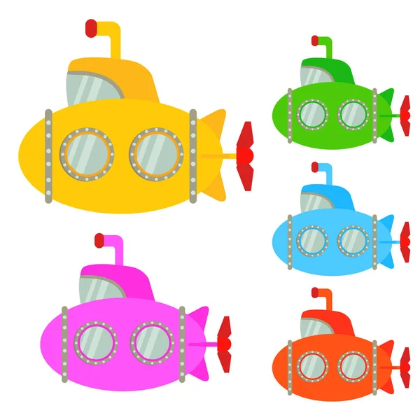 Dibujos Animados Submarinos Dibujos Animados Submarinos Clipart Aislados Sobre Fondo — Vector de stock