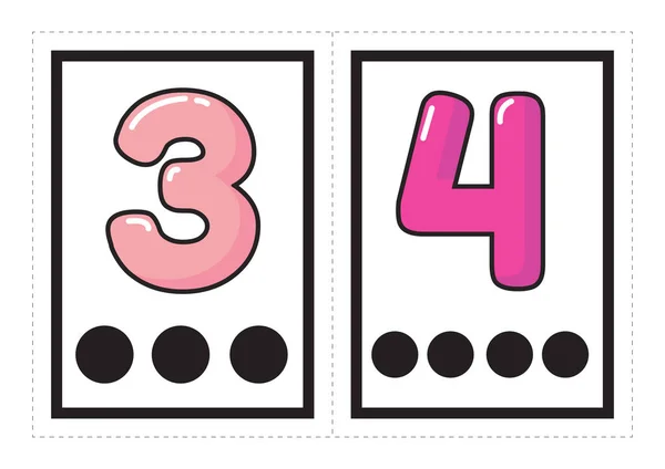 Printable Flash Card Collection Numbers Corresponding Number Dots Arranged Groups — Stok Vektör