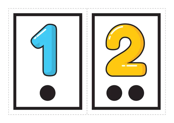 Printable Flash Card Collection Numbers Corresponding Number Dots Arranged Groups — Stok Vektör