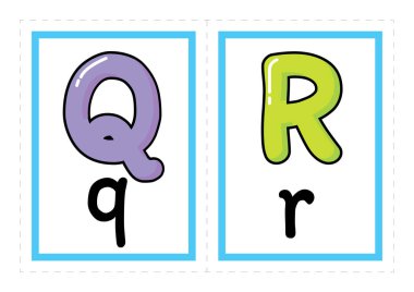 Flash card alphabet vector. Colored Alphabet Flash Cards vector free hand style vector illustration