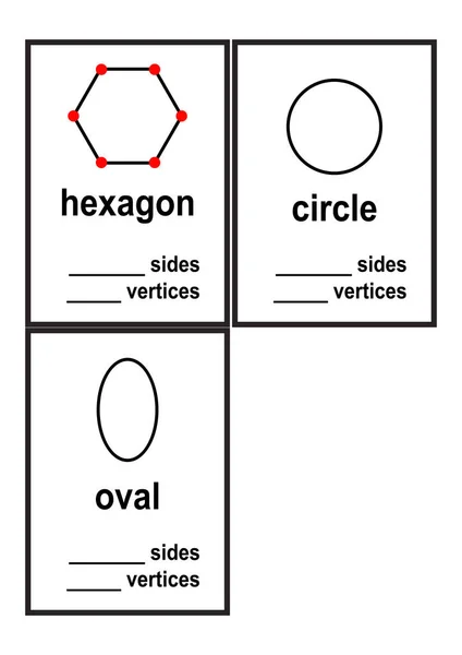 Aantal Zijden Hoekpunten Vormen Werkblad Voor Preschool Kinderen Vectorillustratie — Stockvector