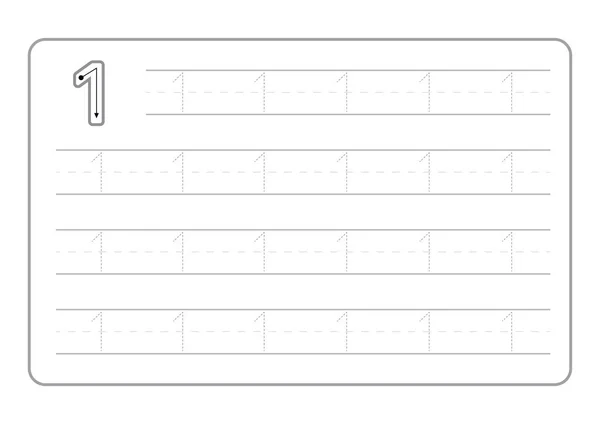 Páginas Caligrafia Grátis Para Escrever Números Números Aprendizagem Planilha Rastreamento — Vetor de Stock