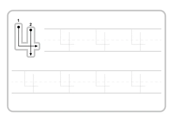 Pages Écriture Gratuites Pour Écrire Des Nombres Numéros Apprentissage Feuille — Image vectorielle