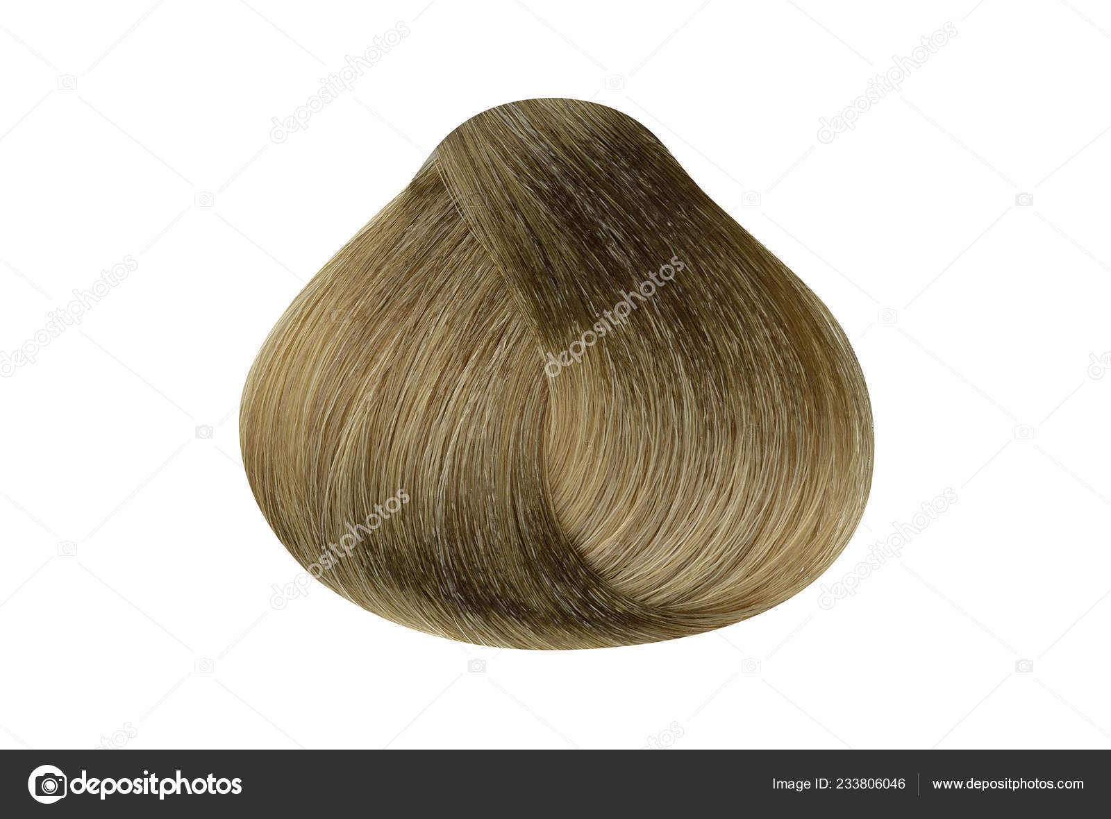 Lock Natural Blonde Hair Color Sample Rounded Shape Isolated White