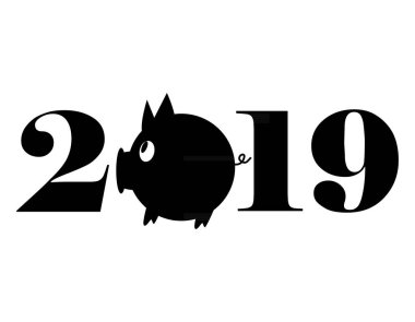 beyaz zemin üzerinde bir domuz yaratıcı tasarım 2019 yılı