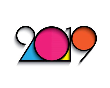 2019 happy New Year veya Noel arka plan yaratıcı tebrik kartı tasarımı, el ilanları, davet, afiş, broşür, afiş, takvim için kullanılabilir.