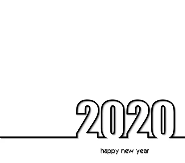 2020 년: 흑백으로 인사 카드 디자인 개작. — 스톡 벡터