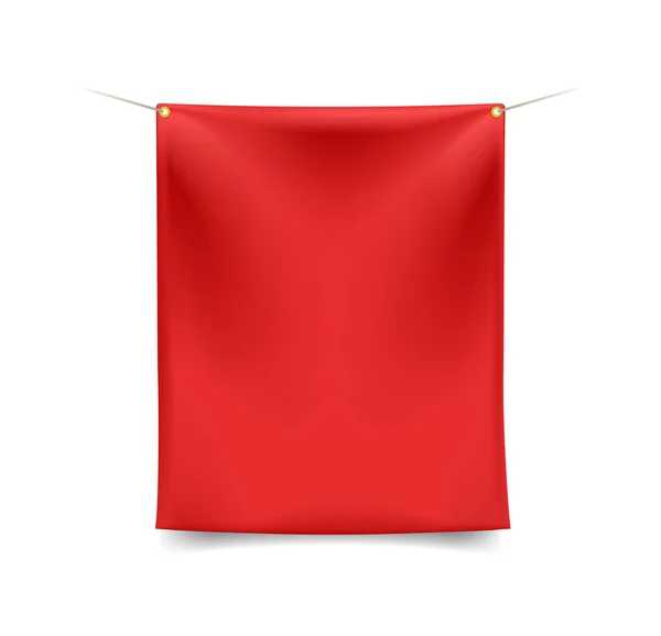 Ensemble Bannières Textiles Rouges Haute Qualité Avec Des Plis Avec — Image vectorielle