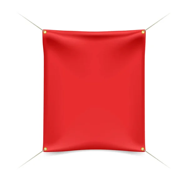 Sada Vysoce Kvalitních Červených Textilních Bannerů Záhyby Lana Bílém Pozadí — Stockový vektor