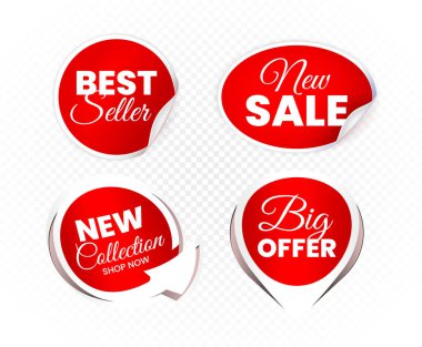 Yüksek Kalite Satış Etiketleri Vektör Koleksiyonu. İzole Vektör Elementleri