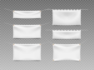 Beyaz Arkaplanda Katlanan Tekstil Afişleri. İzole Vektör Elementleri 