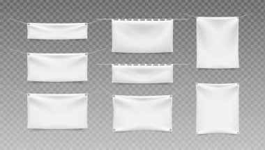 Beyaz Arkaplanda Katlanan Tekstil Afişleri. İzole Vektör Elementleri 