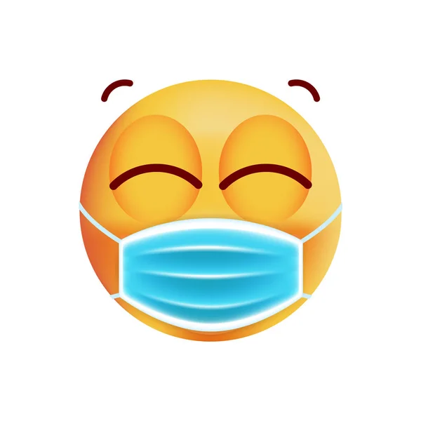 Emoticono Feliz Lindo Con Máscara Facial Sobre Fondo Blanco Ilustración — Vector de stock