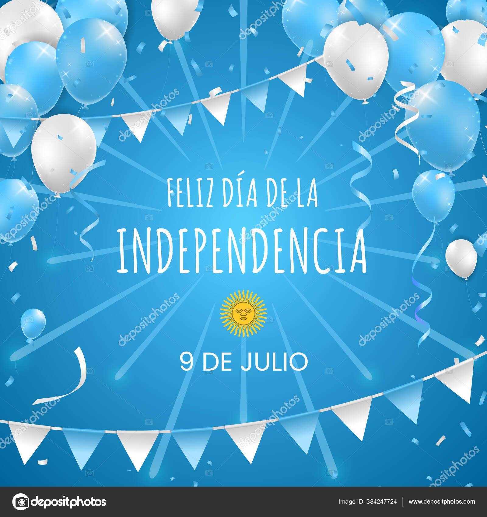 Realistic High Quality July Argentina Day Poster Design Balloons