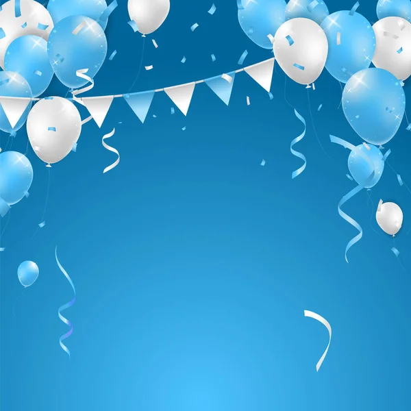 Poster Design Réaliste Haute Qualité Avec Ballons Bleus Blancs Sur — Image vectorielle