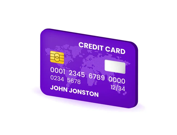 Realistisches Glossy Credit Card Colored Icon Auf Weißem Hintergrund Isolierte — Stockvektor