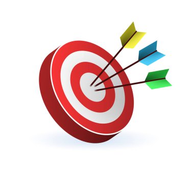 Beyaz Arkaplanda Gerçekçi Hedef Simgesi. İzole Vektör İllüstrasyonu