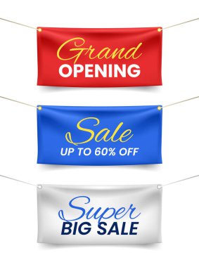 Yüksek Kaliteli Tekstil Sancakları, Beyaz Arkaplanda Halatla Katlanmış. İzole Vektör Elementleri 