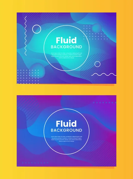 Conjunto Fondo Horizontal Abstract Fluid Con Formas Modernas Líquidas Elementos — Vector de stock