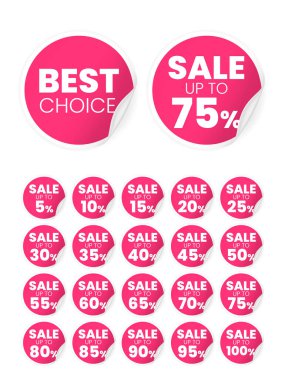 Beyaz Arkaplanda Gerçekçi Pembe 3D Etiket Tasarımı. İzole Vektör Elementleri