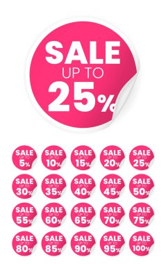 Beyaz Arkaplanda Gerçekçi Pembe 3D Etiket Tasarımı. İzole Vektör Elementleri