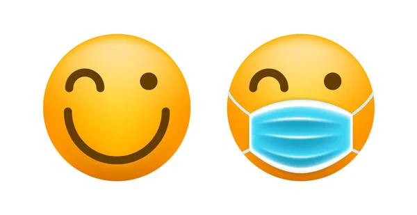 Söt Blinka Ett Öga Emoticon Vit Bakgrund Isolerad Vektorillustration — Stock vektor