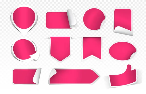 Realistische Hoge Kwaliteit Roze Etiketten Transparante Achtergrond Geïsoleerde Vectorelementen — Stockvector
