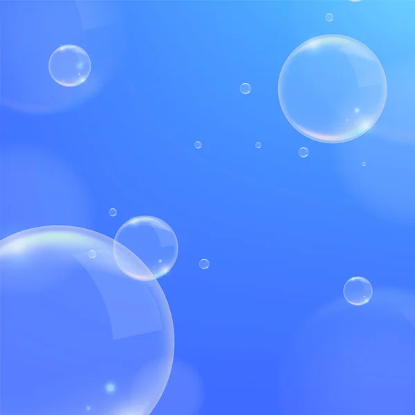 现实的蓝色背景与气泡 孤立的向量元素 — 图库矢量图片