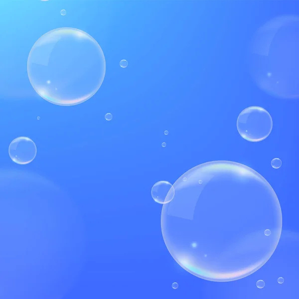 Realistic Blue Background Bubbles Isolated Vector Elements — Stock Vector