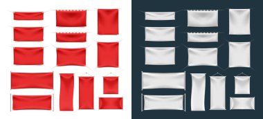 Katlı Gerçekçi Sancak seti. İzole Vektör Elementleri