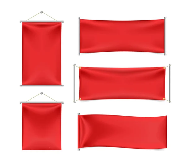 Set Banner Realista Con Pliegues Elementos Vectoriales Aislados — Vector de stock