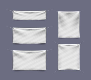 Katlı Gerçekçi Sancak seti. İzole Vektör Elementleri