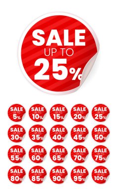 Beyaz Arkaplanda Gerçekçi Yüksek Kalite Kırmızı Etiketler. İzole Vektör Elementleri